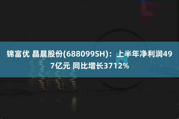锦富优 晶晨股份(688099SH)：上半年净利润497亿元 同比增长3712%